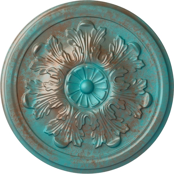 Ekena Millwork Legacy Acanthus Ceiling Medallion (Canopies up to 3 1/2"), 12 3/4"OD x 7/8"P, Copper Green Patina CM12LECGS - main